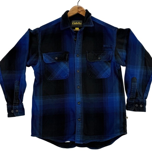 Cabela's Other - Cabela's‎ Shirt Mens Medium Blue Black Plaid Flannel Long Sleeve Button Front